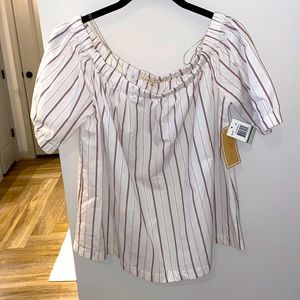 Copper Key Striped Off the Shoulder Top